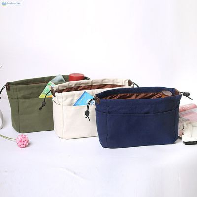 ✿BM✦ Canvas Purse Organizer Bag Organizer Insert with Compartments Makeup Travel Storage Handbag