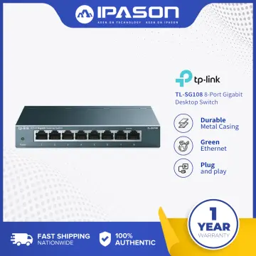 TP-Link 8 Port Gigabit Ethernet Network Switch Ethernet Splitter Sturdy  Metal w/ Shielded Ports Plug-and-Play (TL-SG108) Manufacturer Refurbished