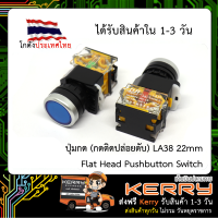 ปุ่มกดสีฟ้า (กดติดปล่อยดับ) LA38 22mm Flat Head Pushbutton Switch