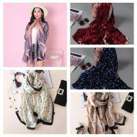 REGRET Winter Silk Cape Knitted Wrap Lady Shawl Flower Printed Neckerchief Women Scarves