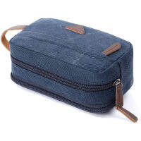 Mens Travel Toiletry Wash Bag ความจุขนาดใหญ่ผ้าใบหนังเครื่องสำอางแต่งหน้า Organizer โกน Dopp ชุด Double Compartmentshot