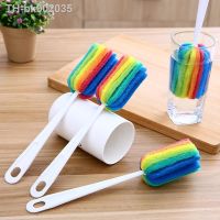 ♝∈ 5Pcs Rainbow Sponge Brush Water Bottle Cup Mug Glass Washing Sponge Cleaning Brush Scrubber with Handle Cleaning Utensils