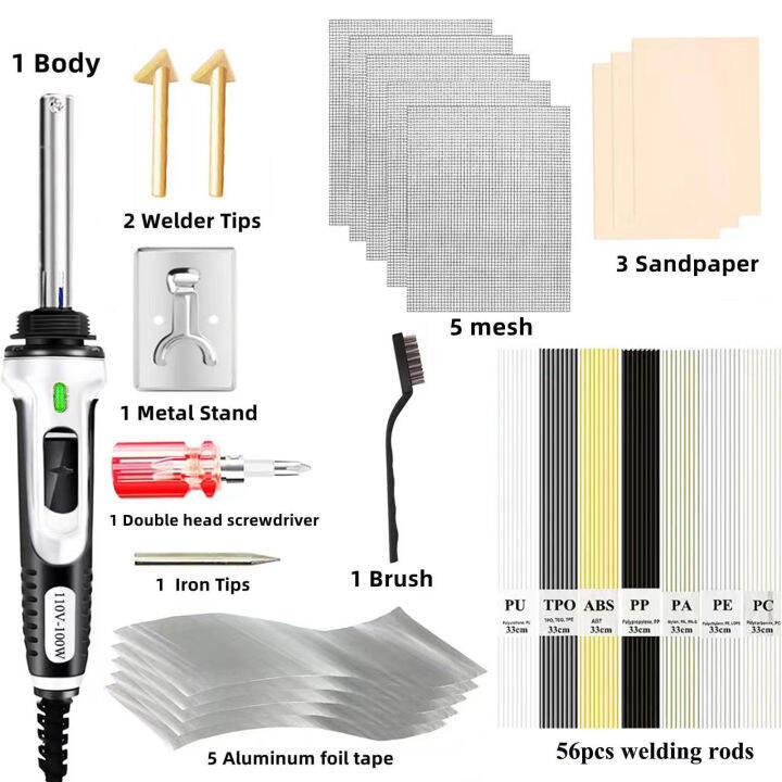 ชุดเชื่อมพลาสติก100วัตต์ช่างเชื่อมพลาสติกแบบ2-in-1และเครื่องเชื่อมเหล็ก-g-un-การควบคุมอุณหภูมิ3สปีดเครื่องเชื่อมเหล็ก-g-un-สำหรับกันชนเรือคายัคซ่อมแซมสถานีเครื่องมือซ่อมแซมความร้อนบัดกรีไฟฟ้า