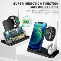 (ร้อน) Qi Induction Wireless Charger สำหรับ 13 12 11 XR 8 Apple 4 In 1 10W Fast Charging Station สำหรับ Samsung S21 S20