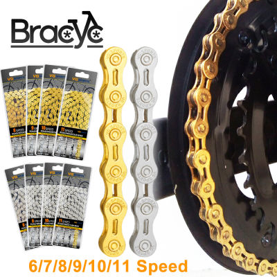 MTB Bicycle Chain 6 7 8 9 10 11 Speed Plated Gold TI-Gold Silver Road Mountain Bike EL Hollow Chain Ultralight 116 Links