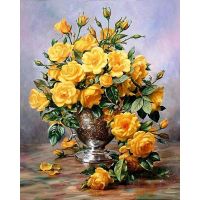 ✥ Flower In Vase Printed 11CT Cross Stitch DIY Embroidery Kit DMC Threads Handmade Knitting Needlework Handicraft Room Sales