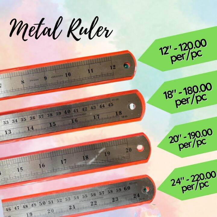 Metal Ruler (Stainless steel) 12” / 18” 20” 24” | Lazada PH