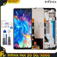 Beyondwolf X666สำหรับ Infinix Hot 20 5G สัมผัสหน้าจอ LCD หน้าจอดิจิตอลแทนการประกอบสำหรับ Infinix Hot 20 5G X666B X666พร้อมกรอบกลางสำหรับ X666