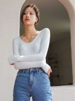 [COD] Douyin white V-neck bottoming for women spring autumn and winter with Korean version of foreign style knitted sweater all-match slim womens needle