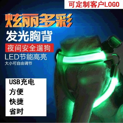 ◐✉ USB แบบชาร์จไฟ LED อุปกรณ์สำหรับสัตว์เลี้ยงเรืองแสงสายรัดสายจูงสุนัขโซ่สุนัขโกลเด้นรีทรีฟผู้ผลิตสายจูงสุนัขเท็ดดี้ขายส่ง