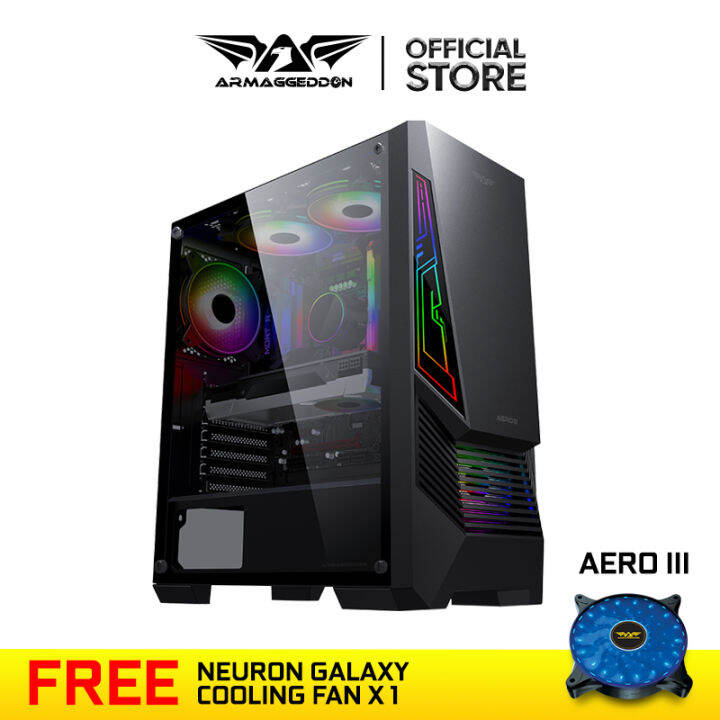 Armaggeddon AERO III ATX Gaming PC Case with Tempered Glass Side Panel ...