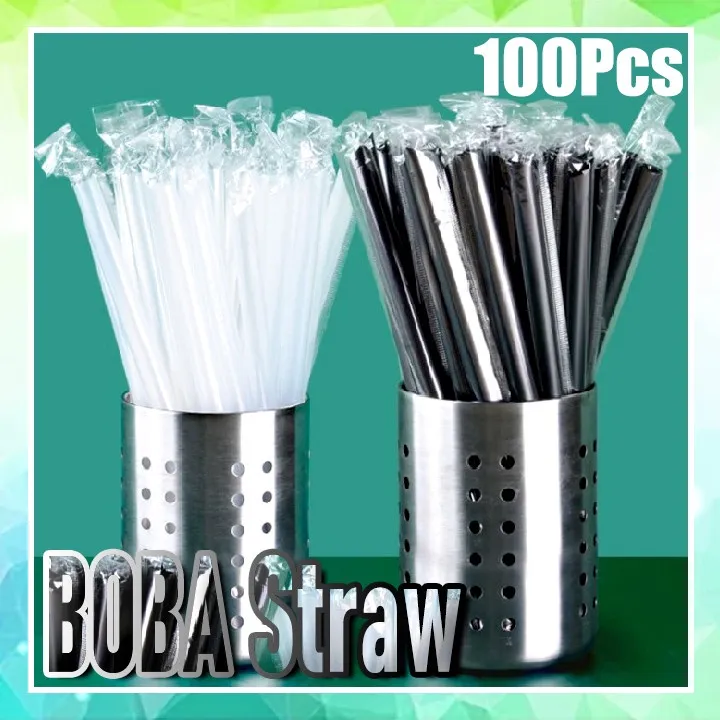100 Pcs Multi Colors Jumbo Smoothie Straws Boba Straws,Plastic Milkshake  Straws Disposable Wide-mouthed Large Individually Wrapped Straws(0.43 Wide  X