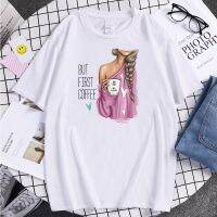 Tshirts Bute First Coffee Print Tshirt For Mensfashion Oversize MenS T-Shirts Summer Breathable Tops Harajuku Punk Clothes S-4XL-5XL-6XL