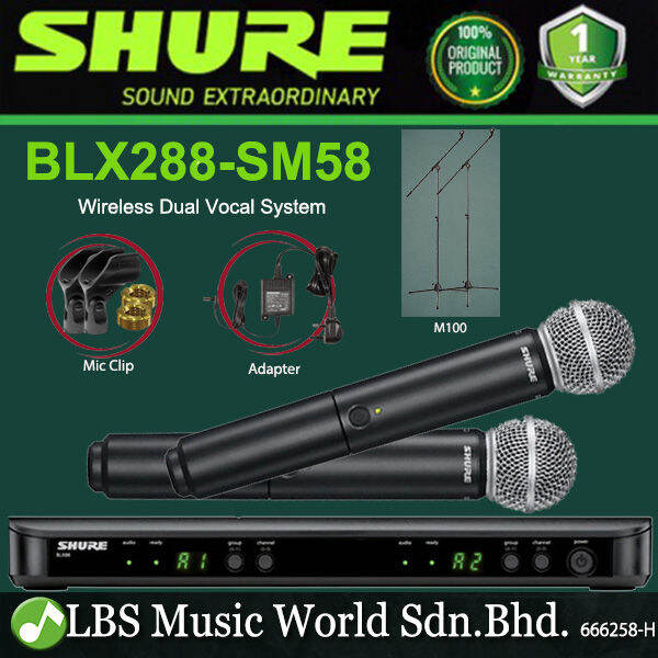 Shure BLX288/SM58 Wireless Dual Vocal System with two SM58 Handheld ...