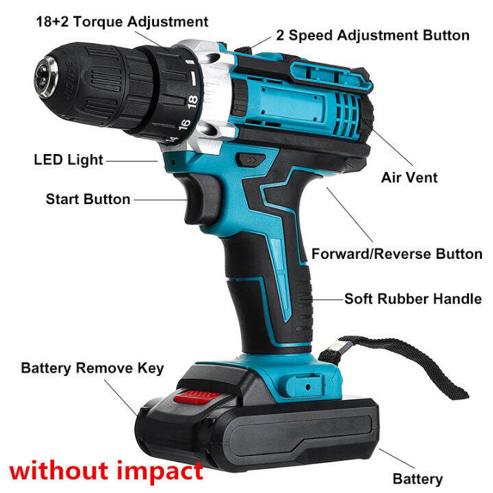 48v-3-in-1-cordless-drill-dual-speed-electric-screwdriver-18-2-torque-power-driver-with-12pcs-rechargeable-lithium-ion-battery