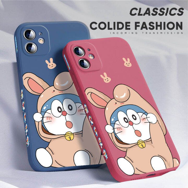 เคส-ggk-สำหรับ-oppo-reno10-pro-5g-ใหม่เคสโทรศัพท์ลายการ์ตูนแมวโดราเอมอนน่ารักลายขอบสี่เหลี่ยมปลอกซิลิโคนเหลวคลุมทั้งหมดเคสป้องกันกล้อง