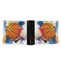 ZZOOI FORUDESIGNS Oil Painting Basketball Printing Luxury PU Leather Design Short Wallet Custom Image Double-sided Printing Men Purse