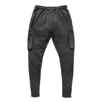 New Multi-Pocket Mens Casual Fitness Pants Tie-Down Foot Zipper Joggers Sports Pants Men Clothing Streetwear Sportswear