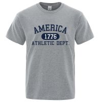 JHPKJAmerica 1776 Athletic Dept Letter Tshirt Man Fashion Tee Clothes Summer Luxury T-Shirt 4XL 5XL 6XL