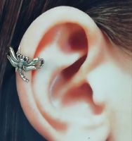 Sterling silver dragonfly ear cuff | Ear wrap | 925 silver cuff | Bug ear cuff | Punk ear cuff | Bohemian Cuff | Unisex ear cuff | E1077