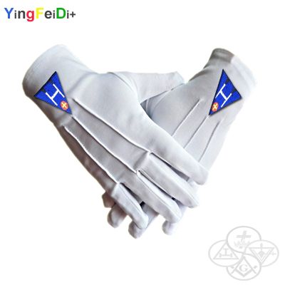A pair of Masonic clothing accessories in cotton polyester white Masonic Masonic gloves with the best-selling logo apron collar