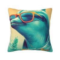 【hot】◐ Illustration Beach Sunglasses Polyester Pillowcase Sofa Cover