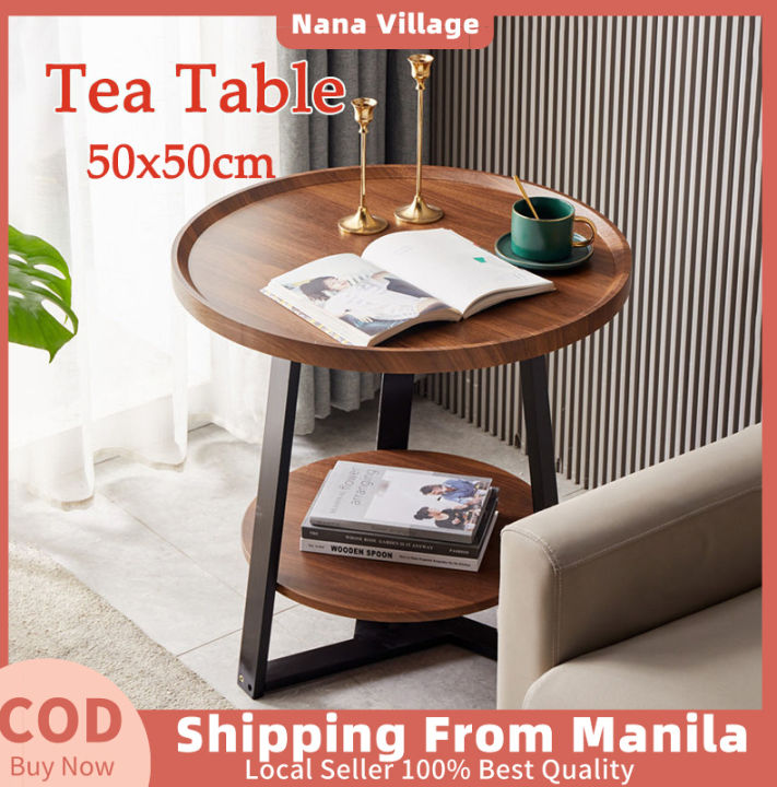 50CM Tea Table Coffee Table Round Shape Industrial Round End Table, 2 ...