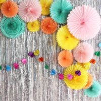 hotx【DT】 5pcs 10-30cm Color Tissue Paper Cut-Out Fans Pinwheels Hanging Crafts for Wedding Birthday Suppli