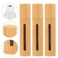 3Pcs Roll On Bottles Empty Roller Bottles Bamboo Roller Bottle Essential Oil Holders Perfume Sub Bottles