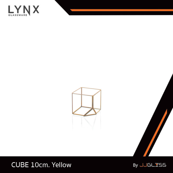 lynx-cube-yellow-แจกันกระจก-ทรงเรขาคณิต-สำหรับตกแต่งบ้านสมัยใหม่และมีสไตล์-ขนาด-10-ซม-12-ซม-และ-15-ซม-ไม่สามารถใส่น้ำได้