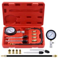 8pcs Petrol Engine Cylinder Compression Tester Kit Automotive Tool 0-300PSI Engine Cylinder Pressure Gauge for Petrol Gas Engine