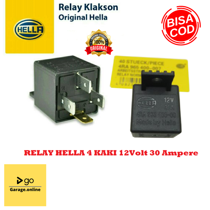 Relay Hella 4 kaki 12V 30A Asli Original ongkir termurah untuk klakson