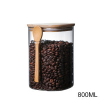 New Food Storage Jar With Lid And Wooden Spoon Kitchen Airtight Storage Dry Food Glass Jars For Coffee Bean Spice Dropshipping