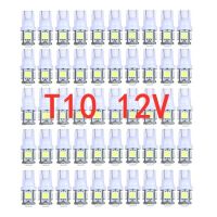 50ชิ้น W5w T10สีขาว5050 5smd 194 192 Dc 12V หลอดไฟทรังก์สำหรับอ่านไฟตบแต่งภายในรถยนต์ป้ายทะเบียนรถ