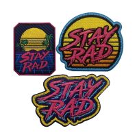 STAY RAD Beach Scenery Embroidered Hook &amp; Loop Patches on Clothes Sun Rising Armband Tactical Morale Badge Backpack Hat Sticker Adhesives  Tape