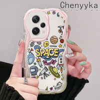 เคส Chenyyka สำหรับ Xiaomi Redmi Note 12 Pro Plus Note 12 Pro Speed 5G Poco X5 Pro 5G เคสการ์ตูนน่ารักดาวเคราะห์คอสมิคสีสันเนื้อครีมคลื่นขอบเคสโทรศัพท์โปร่งใสป้องกันกล้องกันกระแทกเคสซิลิโคนอ่อนชัดเจน