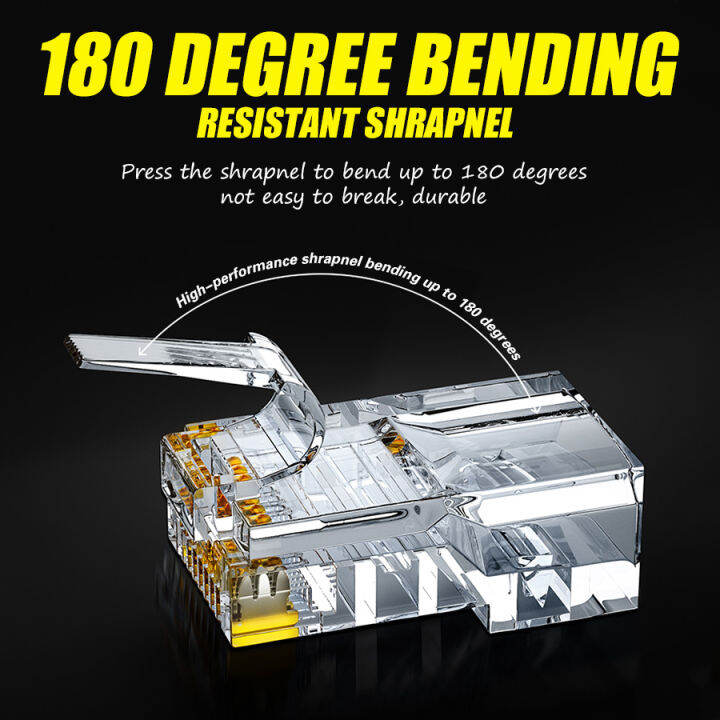 20ชิ้นขั้วต่อ-cat5e-rj45คริสตัลไม่หุ้มฉนวนปลาย-rj45-utp-8ขาแจ๊คเสียบหัวสัญญาณlan-ขั้วต่อปลั๊กสำหรับสายเคเบิลเครือข่าย-utp-แข็ง