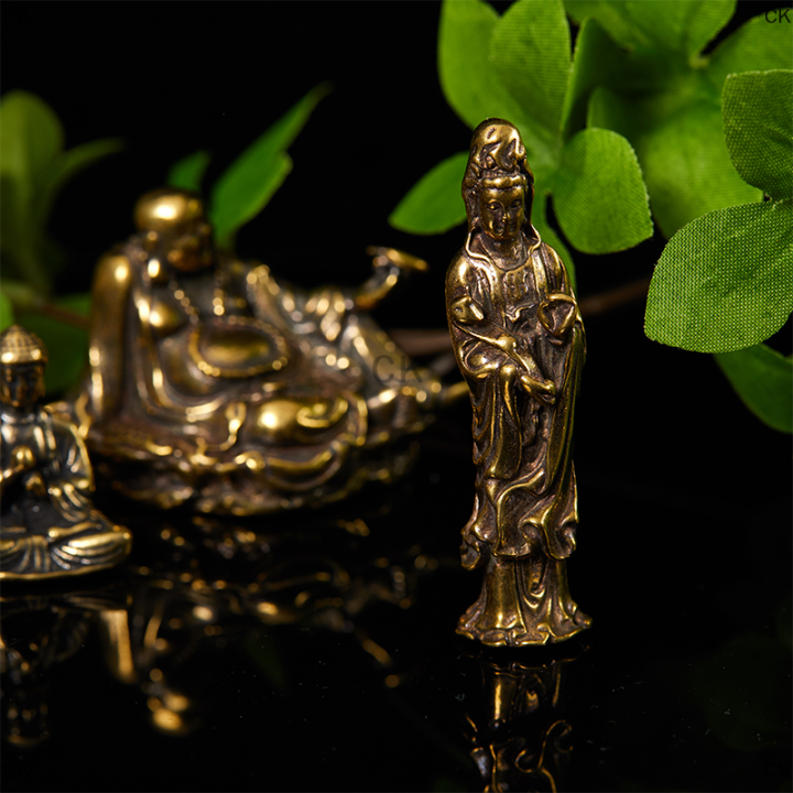 ck-1pc-brass-guanyin-buddha-figurine-โต๊ะทำงานตกแต่งมินิรูปปั้นตกแต่งครัวเรือน