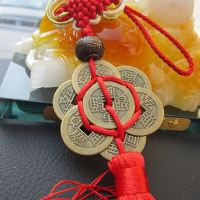 【CW】 Chinese Knot Traditional Feng Shui Mascot Ancient Copper Coin Chinese Knot Hanging Fortune Wealth Health Lucky Copper Coin