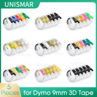 5ชิ้นสำหรับ Dymo 3D เทปลายนูน9เทปป้ายชื่อขนาดเป็นมิลลิเมตรใช้ได้กับ Dymo 12965 1540 1610เครื่องพิมพ์ฉลาก Motex E-101 E-202เครื่องพิมพ์ดีด