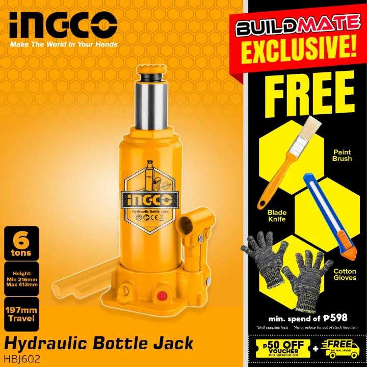 INGCO 6 TONS Hydraulic Bottle Jack High Quality Jack 6 Ton Welded