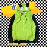 Anime Invader ZIM Cosplay Costume Coat Alien ZIM Gir Doom Hoodies Jacket Hooded Zip Up Pullovers Sweatshirts With Ears Halloween