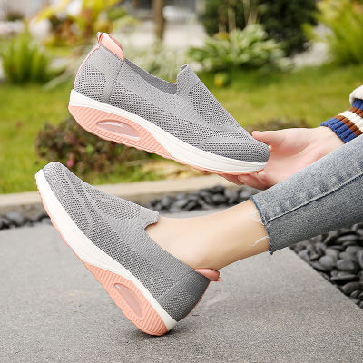 Lucyever Mesh Breathable Womens Sneakers 2022 Spring Slip on Low Heels Casual Shoes Woman Comfy Platform Walking Shoes Size 43