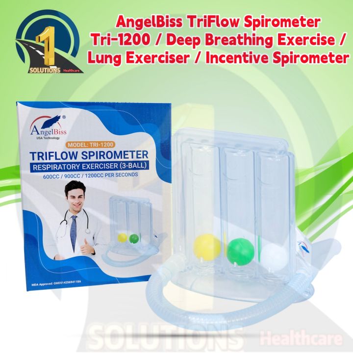 AngelBiss TriFlow Spirometer Tri-1200 / Deep Breathing Exercise / Lung ...