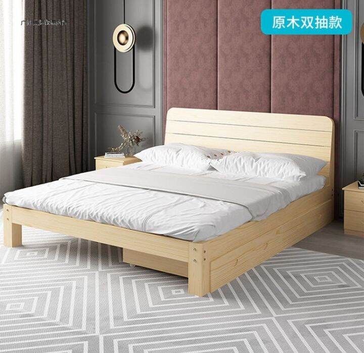 Solid wood bed 1.5 Tatami Japanese-Style Deck Pine Bed 1.8m Bed Frame ...