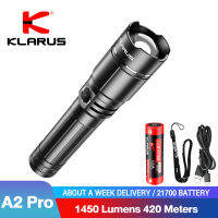 KLARUS A2 Pro ไฟฉายledชาร์จได้ ซูมได้ ไฟฉายกันน้ำ ส่องได้ไกล 1450 Lumens 420 Meters