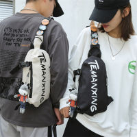 Trendy mens and womens waterproof diagonal chest bag Korean outdoor shoulder bag student bag mobile phone bag V39T