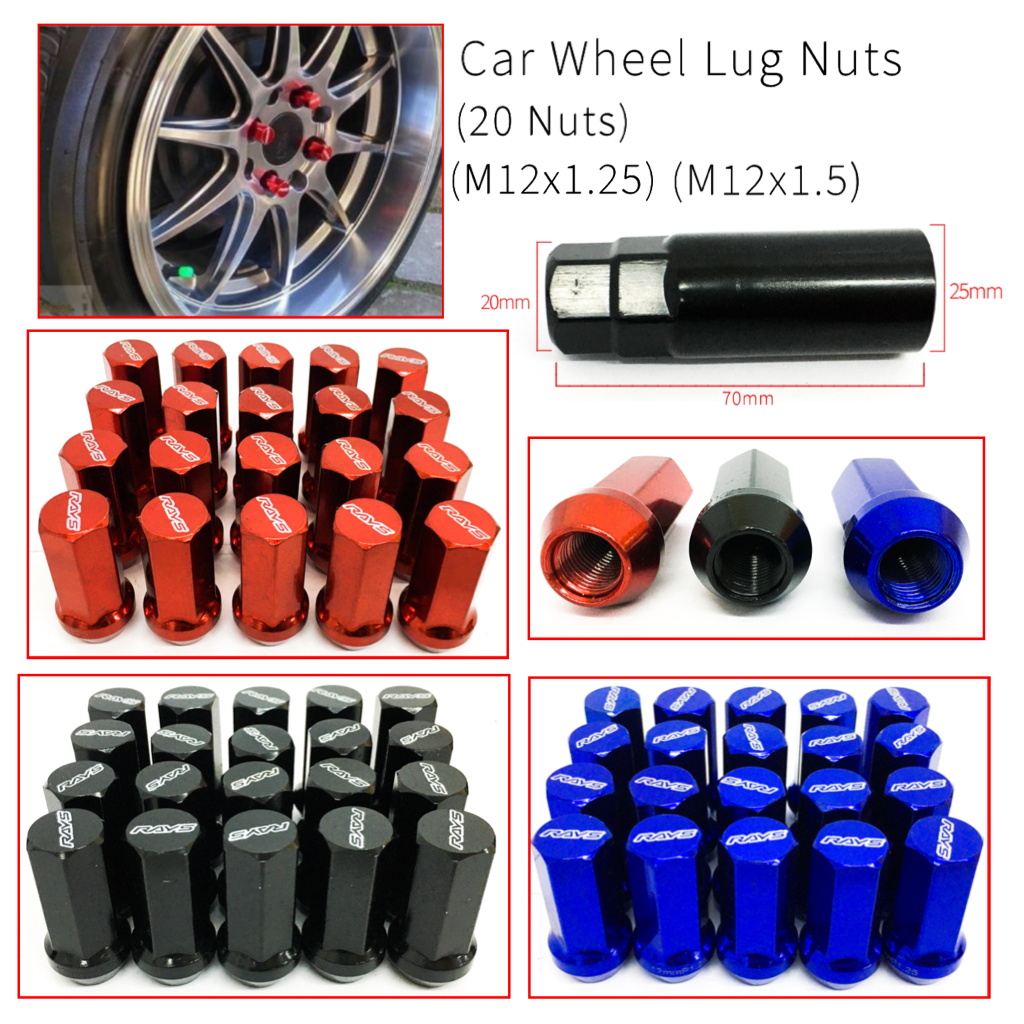 20pcs/set Racing M12x1.5 Blue Open End Inner Hex Wheel Lug Nuts Rims Lug Nuts 