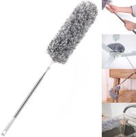 Microfiber Feather Duster with Extendable Pole, 100 inches Extra Long Cobweb Duster for Cleaning, Bendable Head, Non-Scratch, W