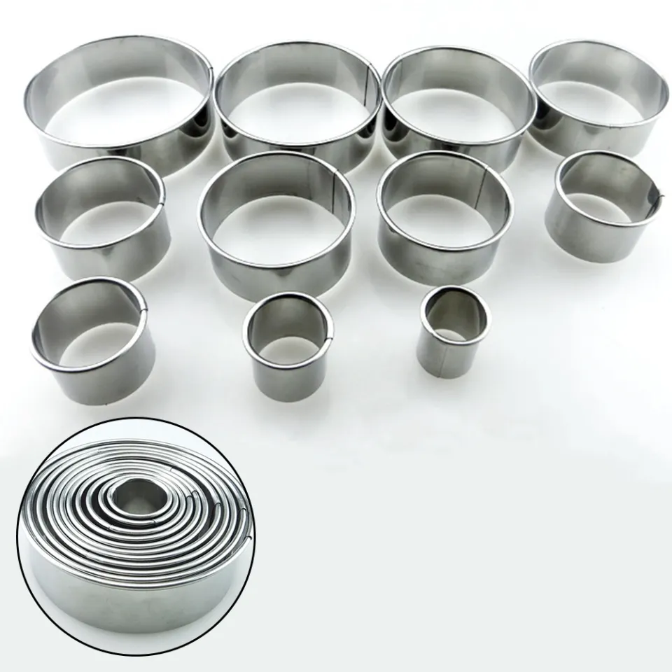 Homy Feel Round Cookie Biscuit Cutter Set 12 Circle Pastry Donut Doughnut  Cutter Set Round Cookie Cutters Circle Baking Metal Ring Molds